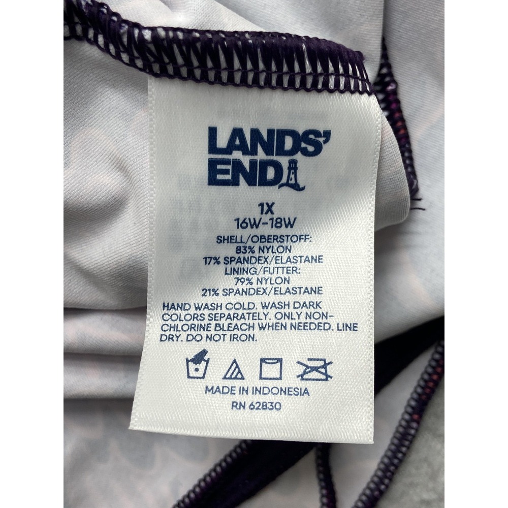 Lands’ End Tankini Swim Top Purple Pink Floral Empire Waist Plus Size - Picture 8 of 11